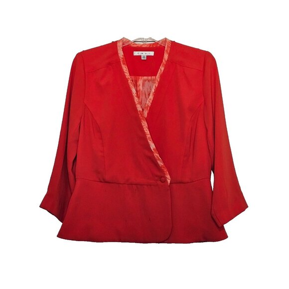 CABI - Womens jacket Sz 4 - Orange Lined -One button Side Closure - Picture 1 of 4